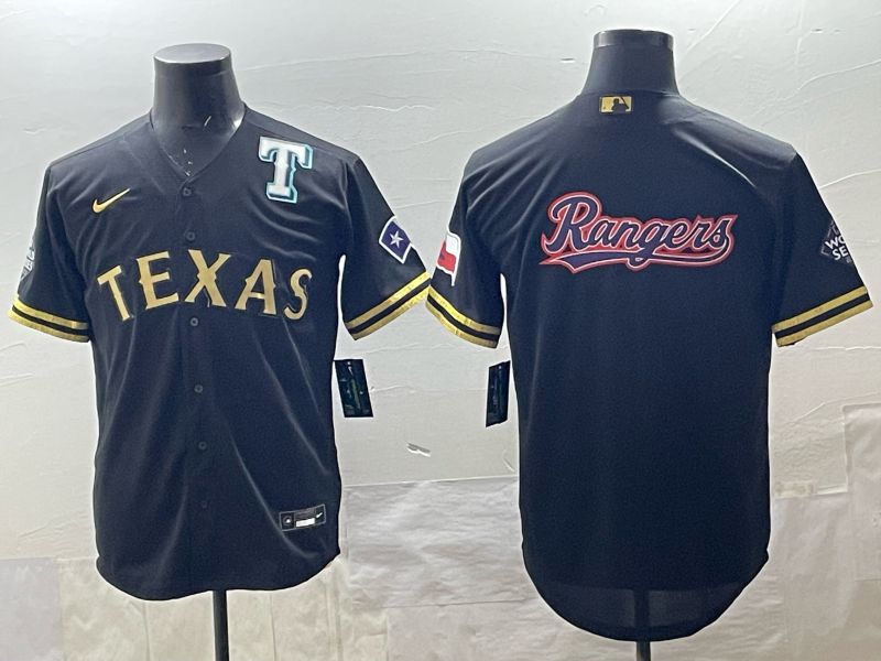 Men 2025 Texas Rangers Blank Black Game Nike MLB Jersey style 08